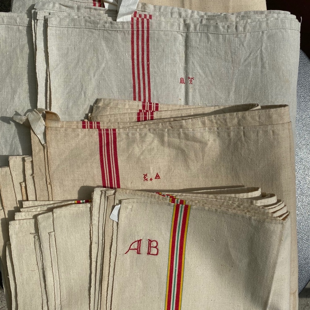 1 Vintage French Métis Linen Towel Cloth mon “AB” - Picture 8 of 11